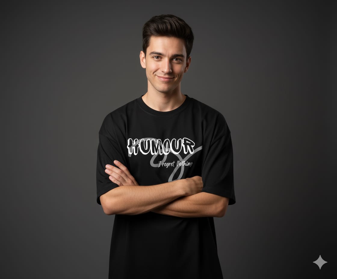 Printed Black Oversized T shirt