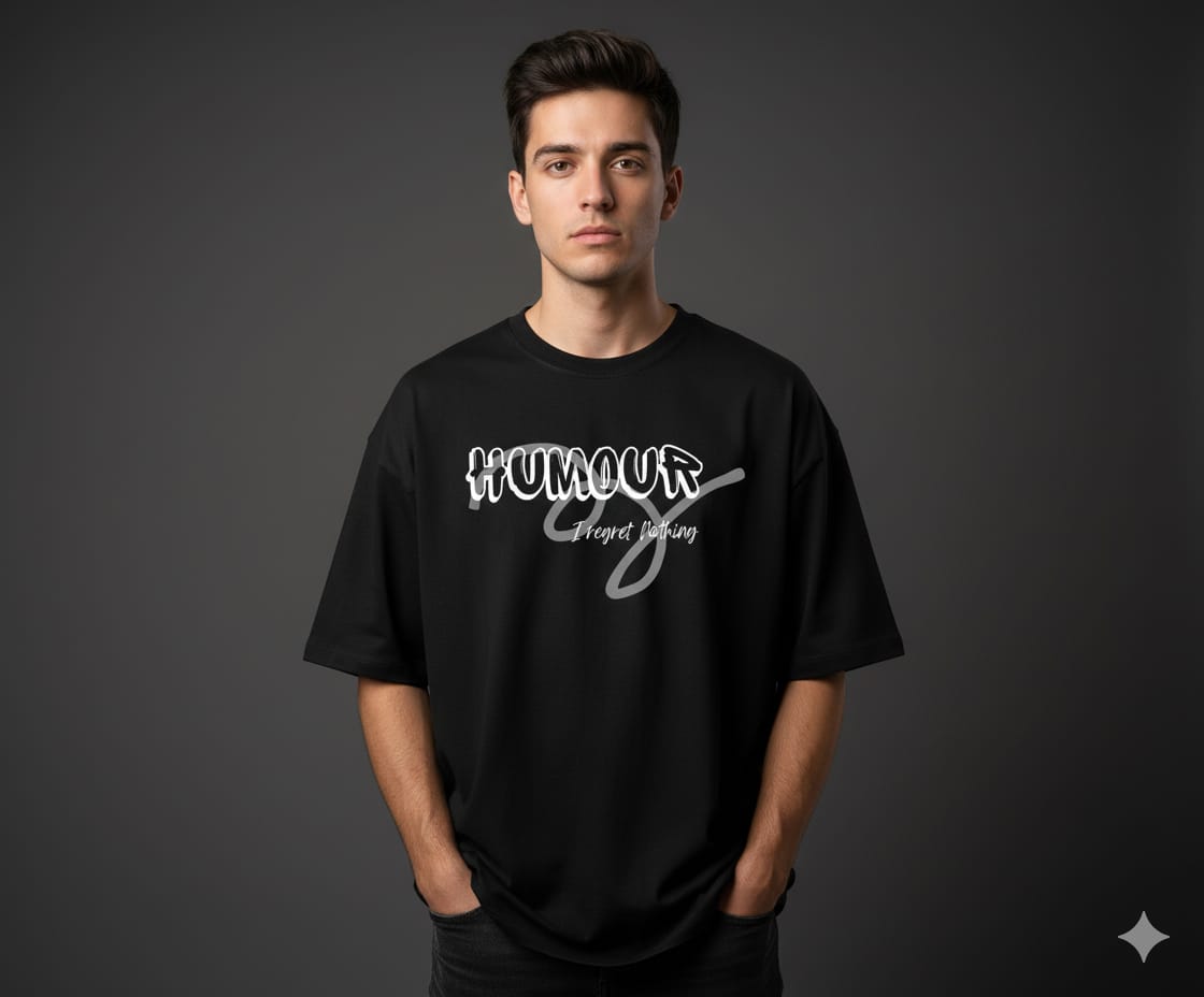 Printed Black Oversized T shirt