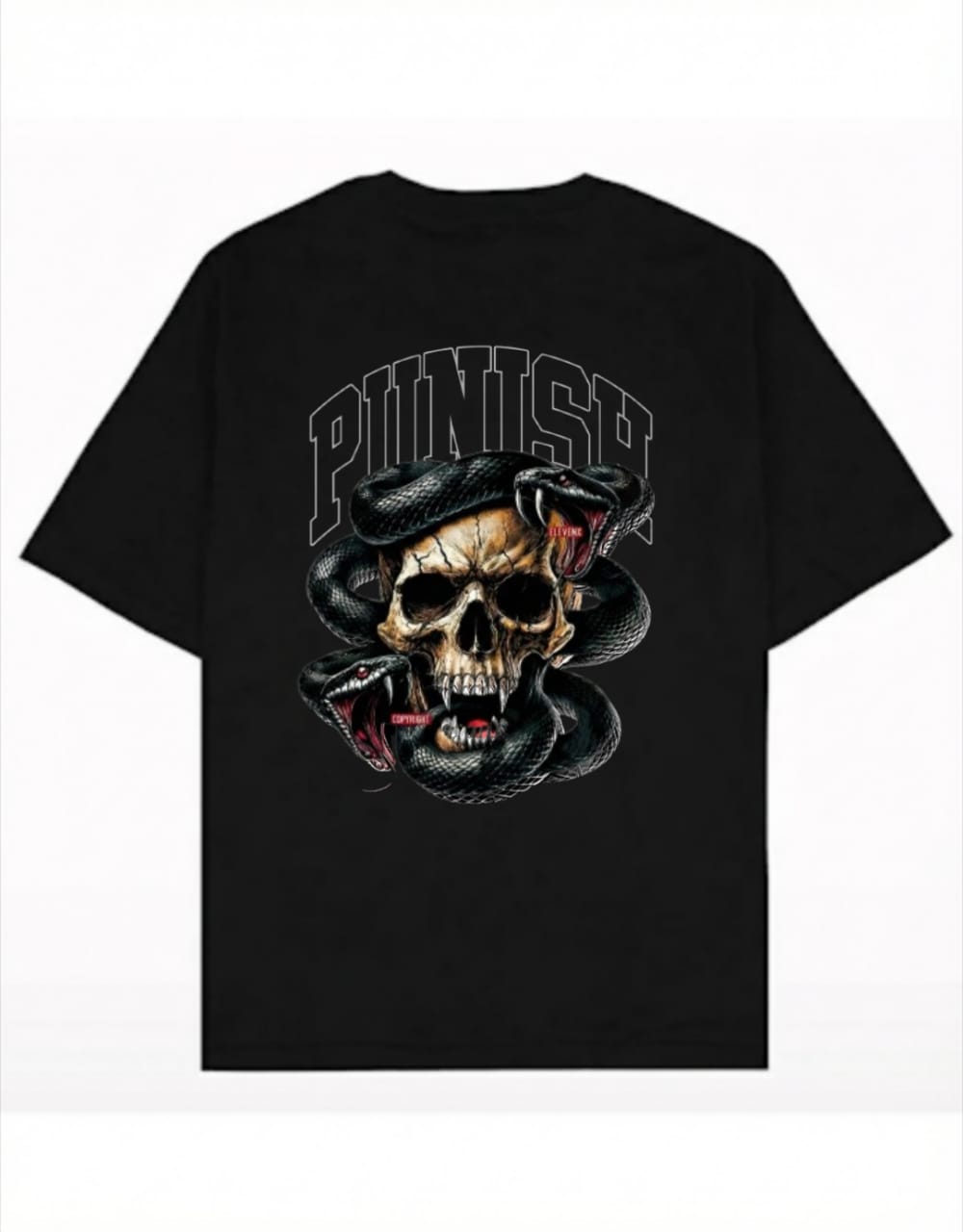 "PUNISH" Skull & Snake Graphic Oversized T-Shirt