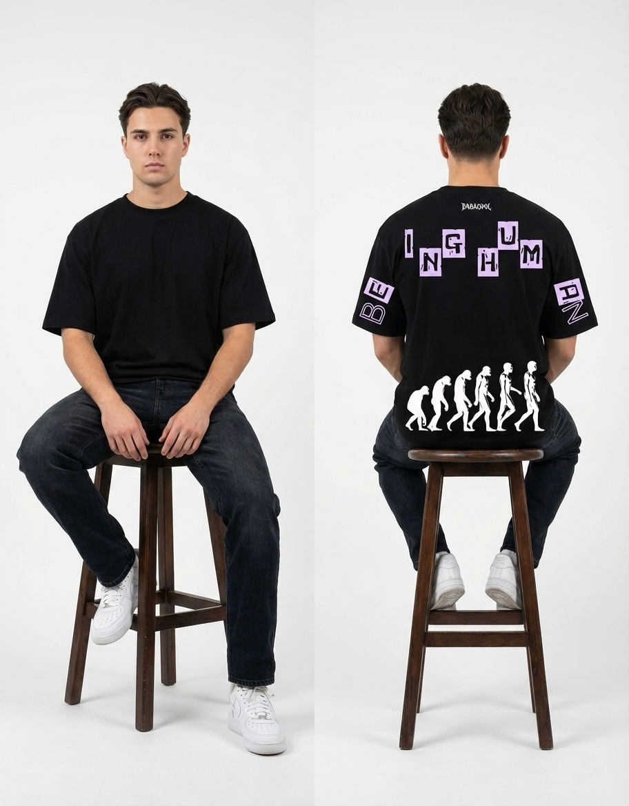 BABACOOL "Evolution" Oversized Tee - Black