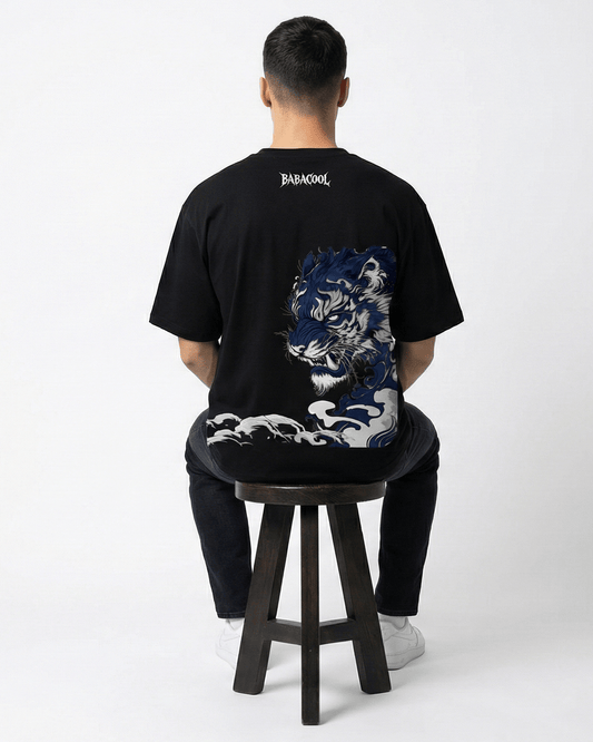 'Midnight Roar' Back Oversized Tee - BABACOOL - TSHIRT