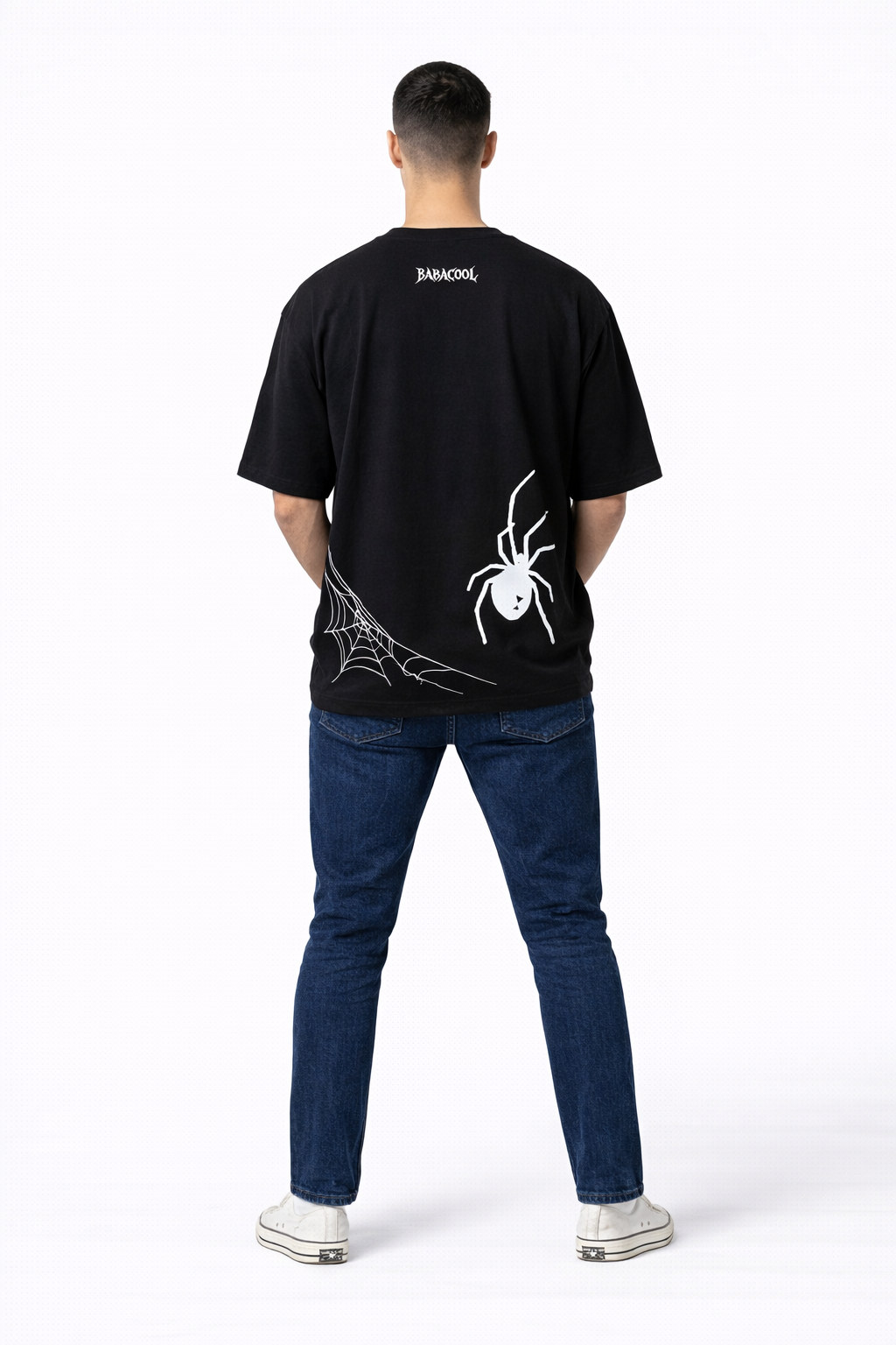 BABACOOL 'Web Spinner' Black oversized Tee