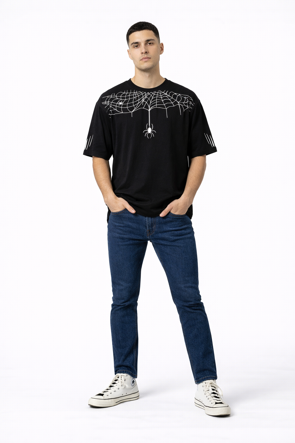 BABACOOL 'Web Spinner' Black oversized Tee